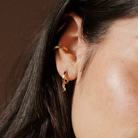 Amethyst Healing Huggie Hoop Earrings 18ct Gold Plate recommended