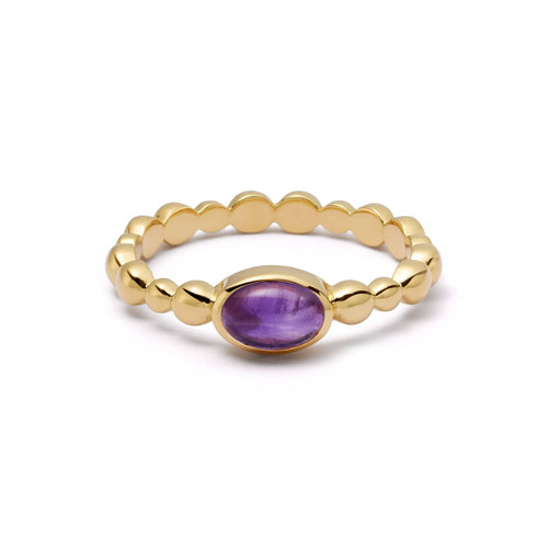 Amethyst Healing Stone Bobble Ring 18ct Gold Plate