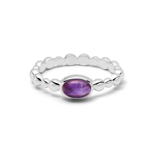 Amethyst Healing Stone Bobble Ring Sterling Silver