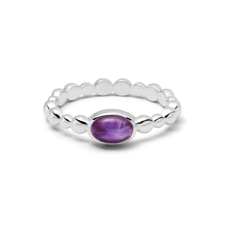 Amethyst Healing Stone Bobble Ring Sterling Silver