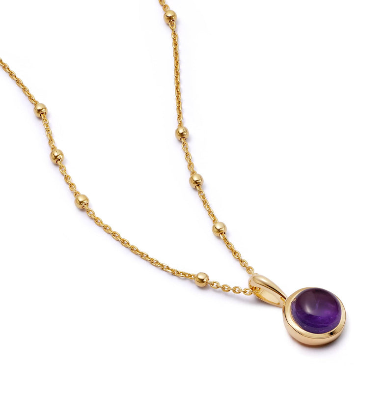 Amethyst Healing Stone Necklace 18ct Gold Plate