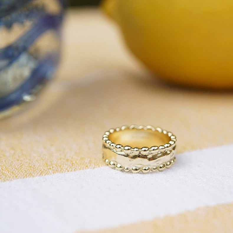 Amulet Band Ring 18ct Gold Plate