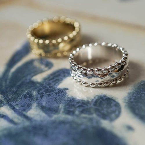 Amulet Band Ring Silver Plate