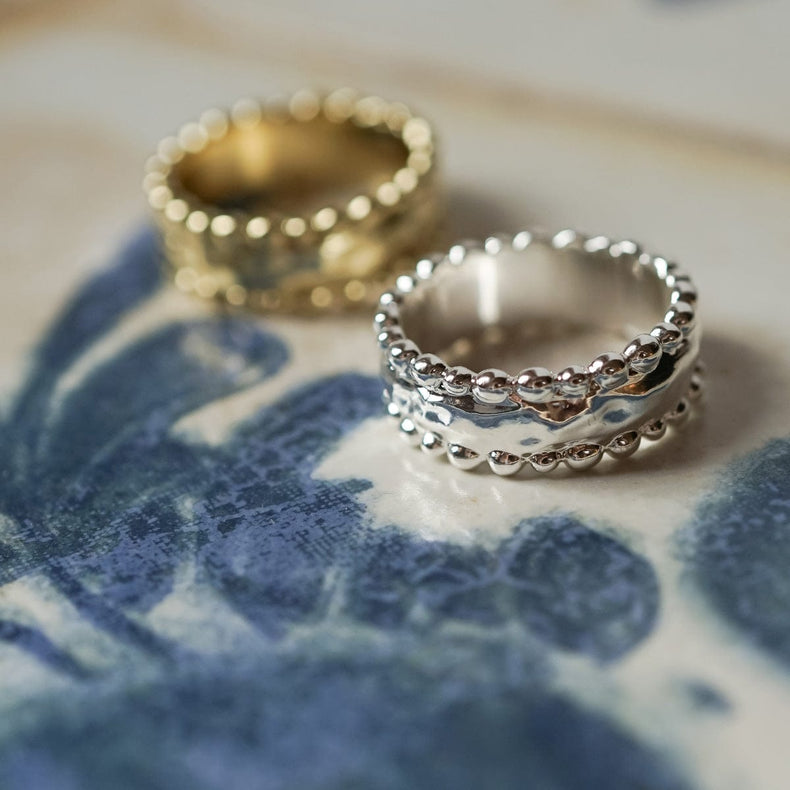 Amulet Band Ring Silver Plate