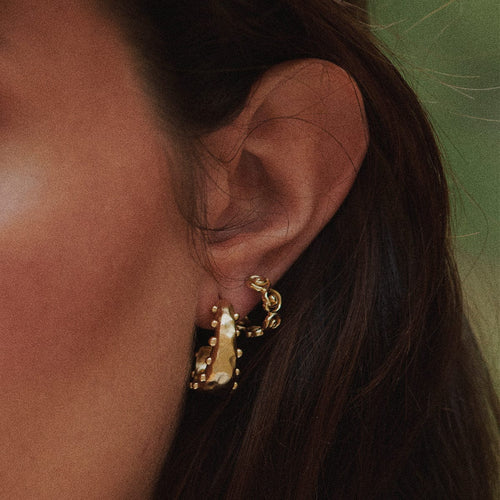 Amulet Bobble Hoop Earrings 18ct Gold Plate