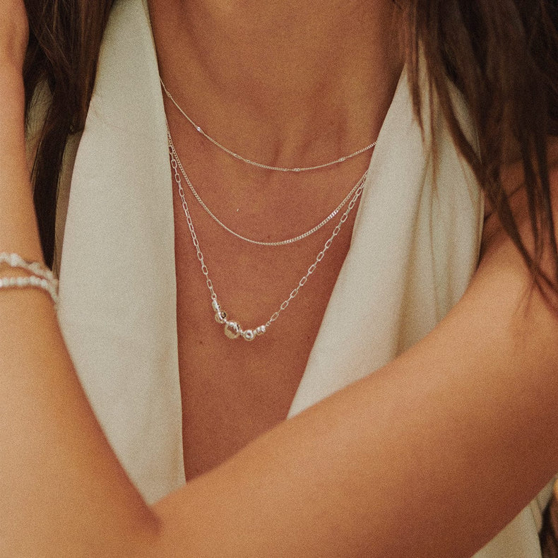 Amulet Bobble Layered Necklace Sterling Silver