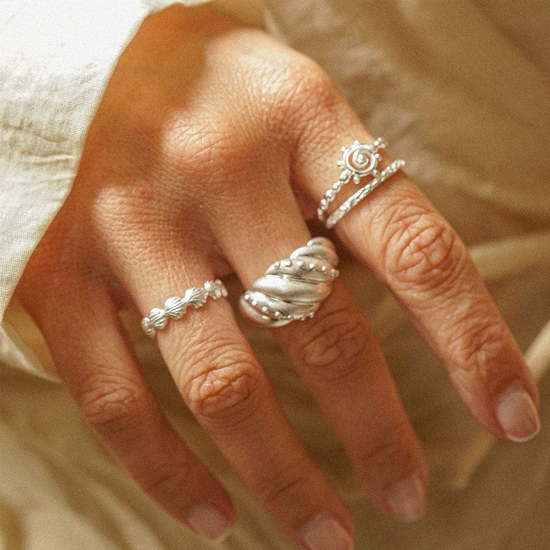 Amulet Dome Ring Silver Plate