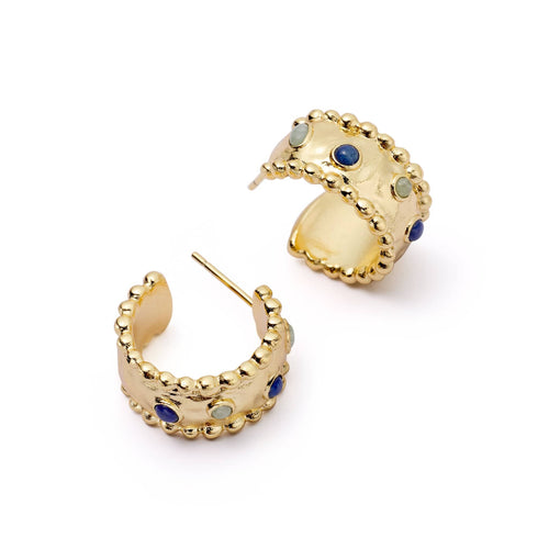 Amulet Stone Hoop Earrings 18ct Gold Plate