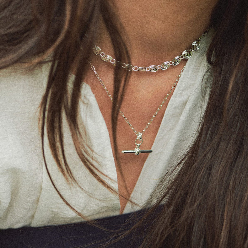 Amulet T Bar Necklace Sterling Silver