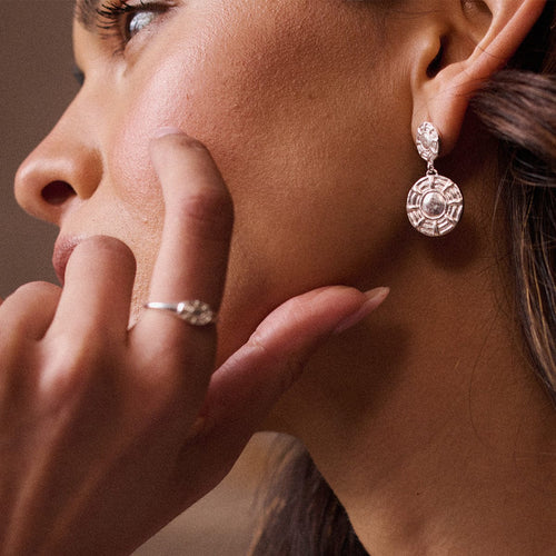 Apollo Double Drop Earrings Silver Plate