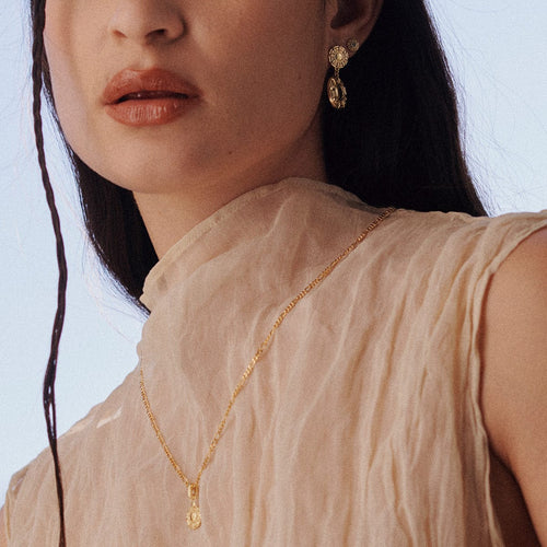 Apollo Earrings & Pendant Necklace Layering Set 18ct Gold Plate