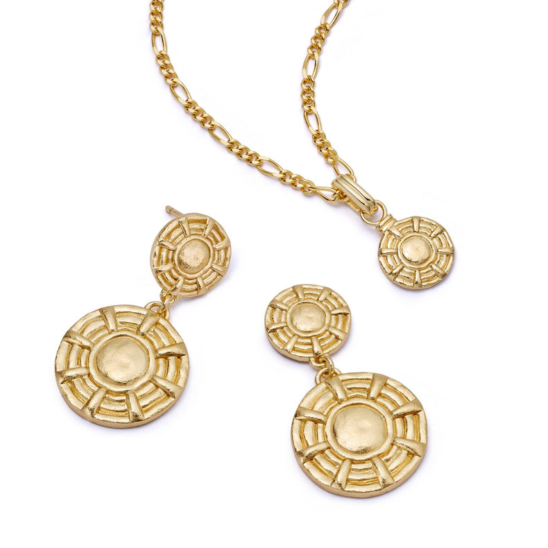 Apollo Earrings & Pendant Necklace Layering Set 18ct Gold Plate
