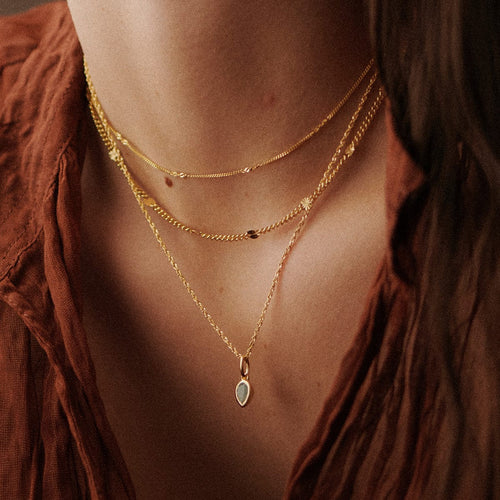 Aquamarine March Birthstone Charm Necklace 18ct Gold Plate