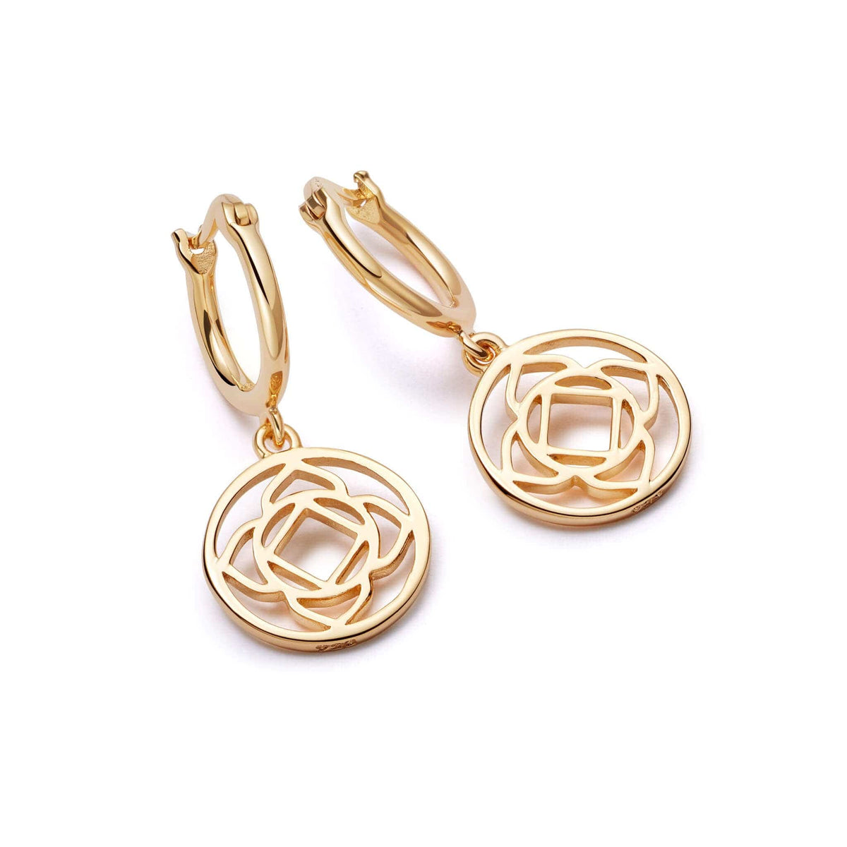Gold Base Chakra Disc Drop Earrings Online Daisy London