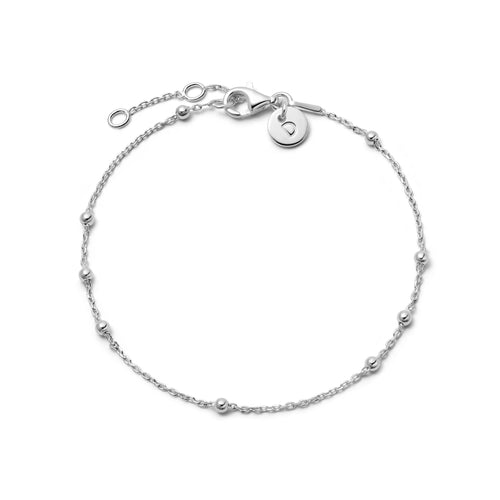 Beaded Layering Chain Bracelet Sterling Silver