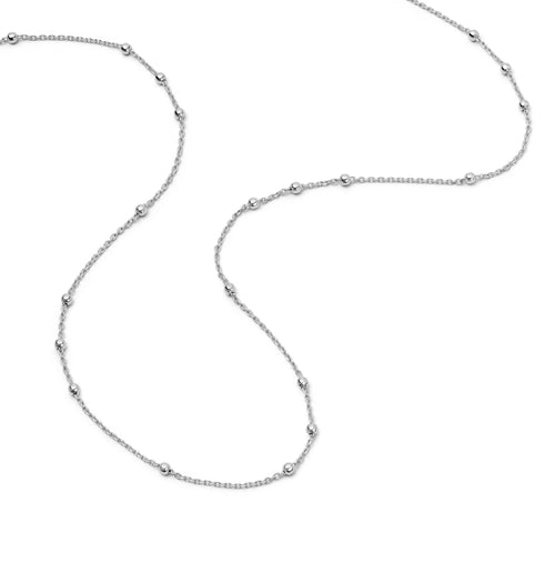 Beaded Layering Chain Necklace Sterling Silver