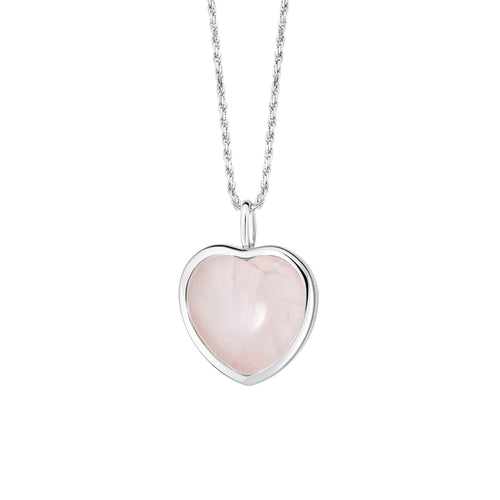 Beloved Rose Quartz Heart Pendant Sterling Silver