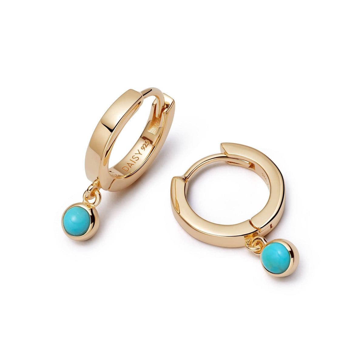 Turquoise Healing Huggie Hoop Earrings 18ct Gold Plate – Daisy London