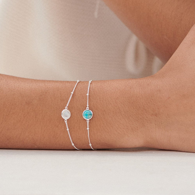 Turquoise Healing Stone Bobble Bracelet Sterling Silver