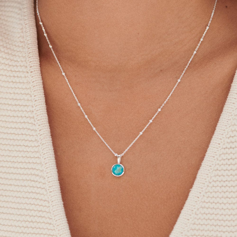 Turquoise Healing Stone Necklace Sterling Silver