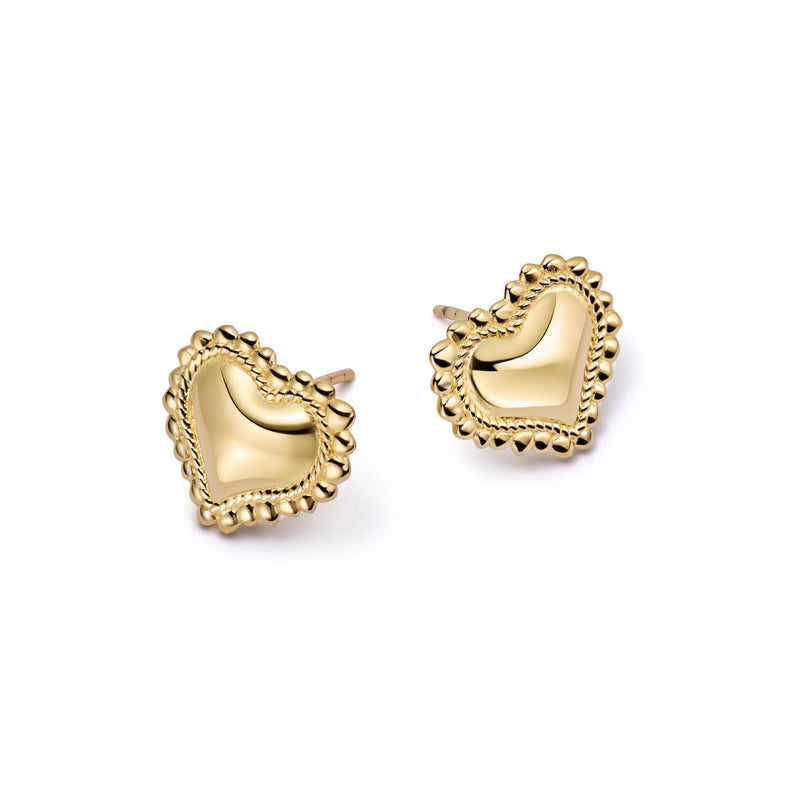Bobble Heart Stud Earrings 18ct Gold Plate