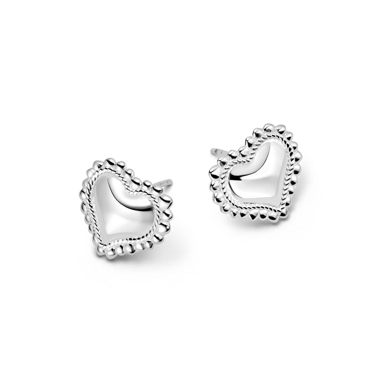 Bobble Heart Stud Earrings Sterling Silver