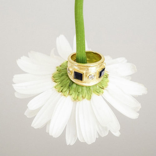 Chunky Stone Textured Ring 18ct Gold Plate