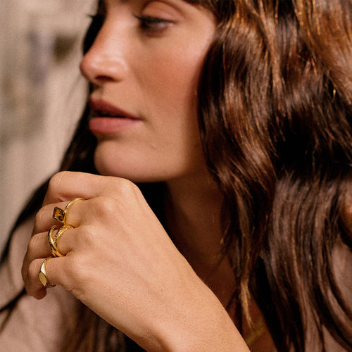 Citrine November Birthstone Ring 18ct Gold Plate