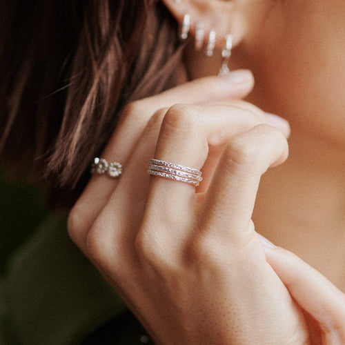 Coral Stacking Ring Sterling Silver