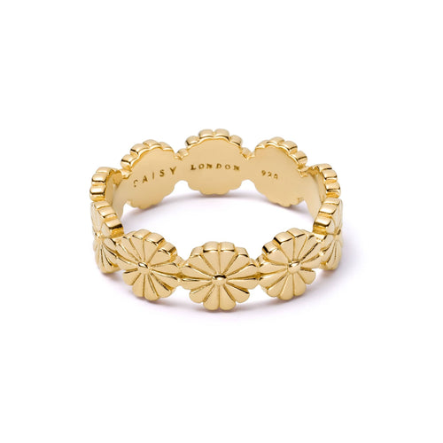 Daisy Bloom Crown Band Ring 18ct Gold Plate