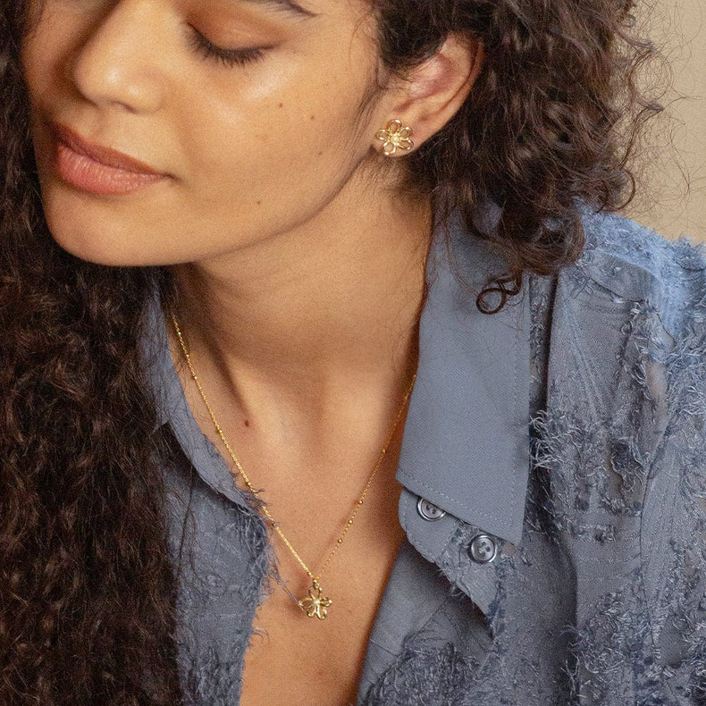 Daisy Bow Layering Set 18ct Gold Plate