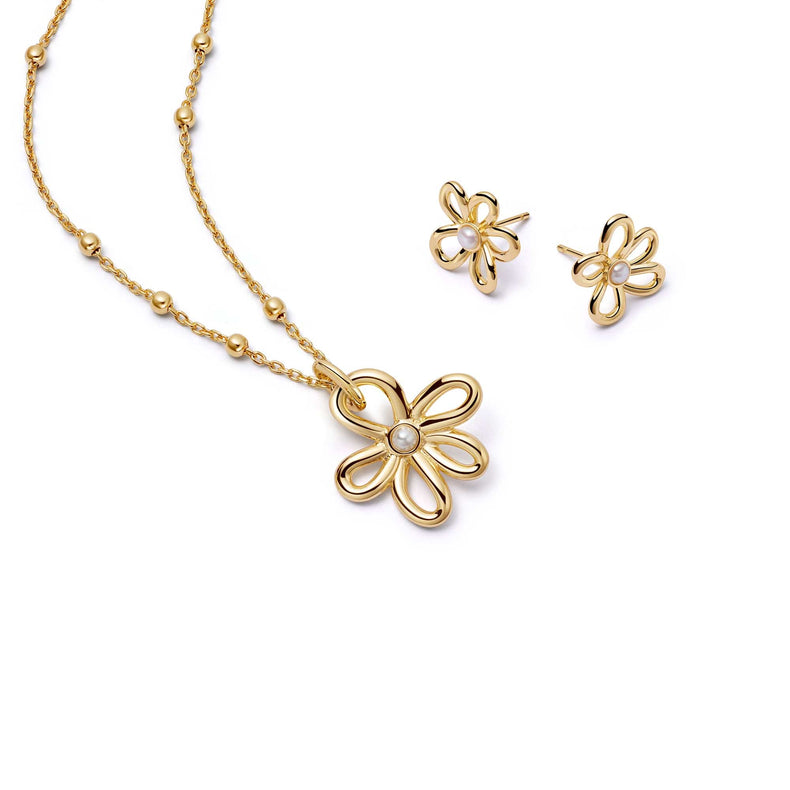 Daisy Bow Layering Set 18ct Gold Plate