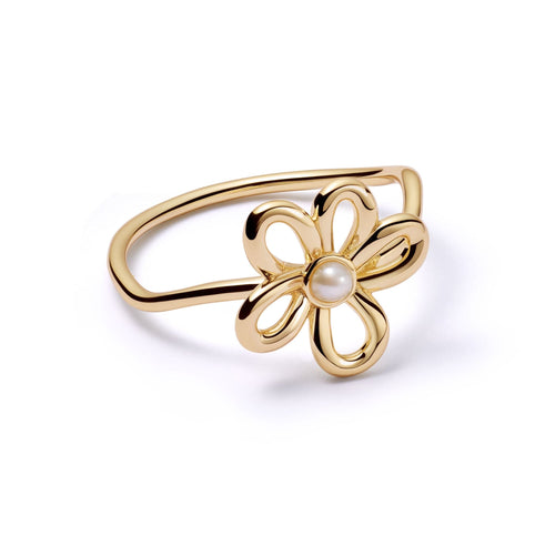 Daisy Bow Ring 18ct Gold Plate