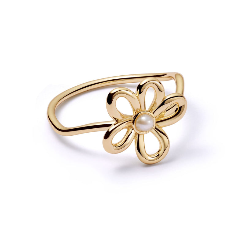 Daisy Bow Ring 18ct Gold Plate
