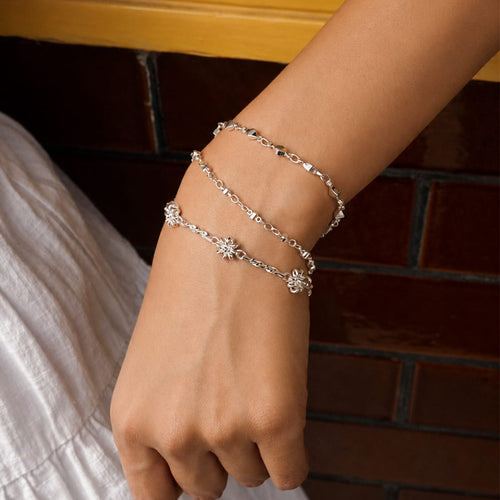 Daisy Chain Twist Bracelet Silver Plate