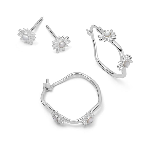 Daisy Mother Of Pearl Earring Stack Sterling Silver