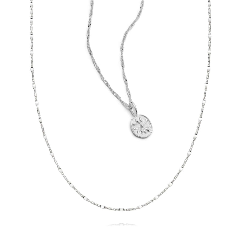 Daisy Twist Necklace Layering Set Sterling Silver