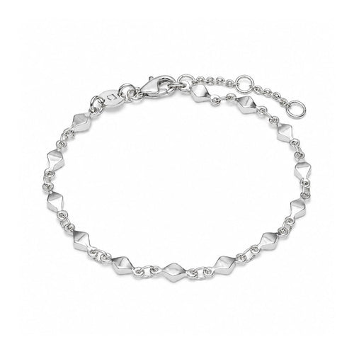 Diamond Disc Chain Bracelet Silver Plate