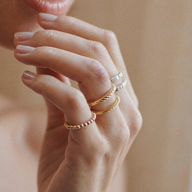 Double Rope Ring 18ct Gold Plate