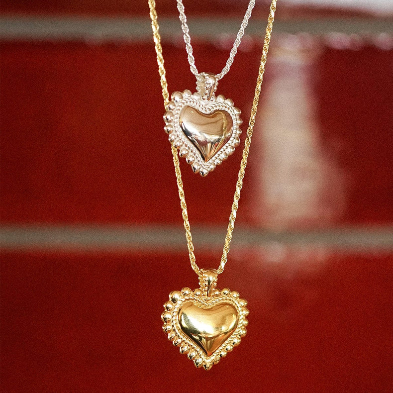 Engravable Bobble Heart Necklace 18ct Gold Plate