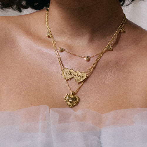 Engravable Bobble Heart Necklace 18ct Gold Plate