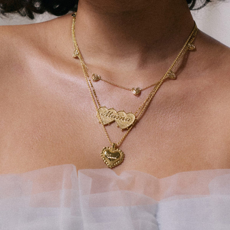 Engravable Bobble Heart Necklace 18ct Gold Plate