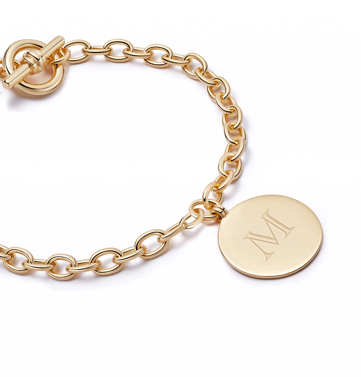 Engravable Medallion Bracelet 18ct Gold Plate Daisy London