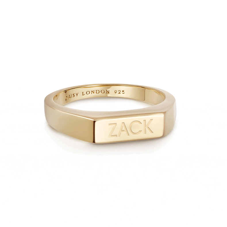 Engravable Rectangle Signet Ring 18ct Gold Plate recommended