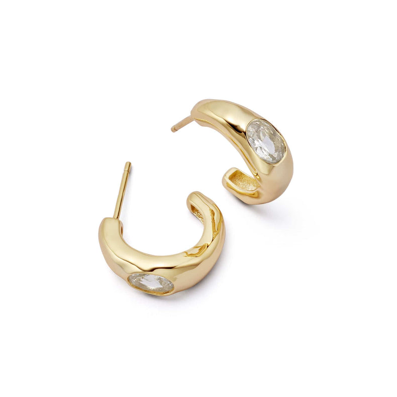 Estée Lalonde Chunky Sapphire Hoop Earrings 18ct Gold Plate