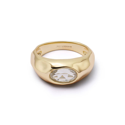 Estée Lalonde Chunky Sapphire Ring 18ct Gold Plate