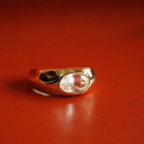 Estée Lalonde Chunky Sapphire Ring 18ct Gold Plate