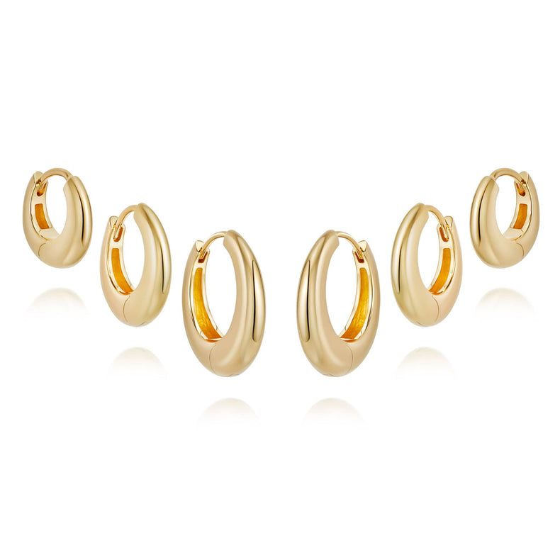 Estée Lalonde Dome Trio Earring Layering Set 18ct Gold Plate