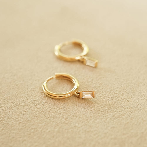 Estée Lalonde Fine Baguette Diamond Huggie Earrings 14ct Solid Gold