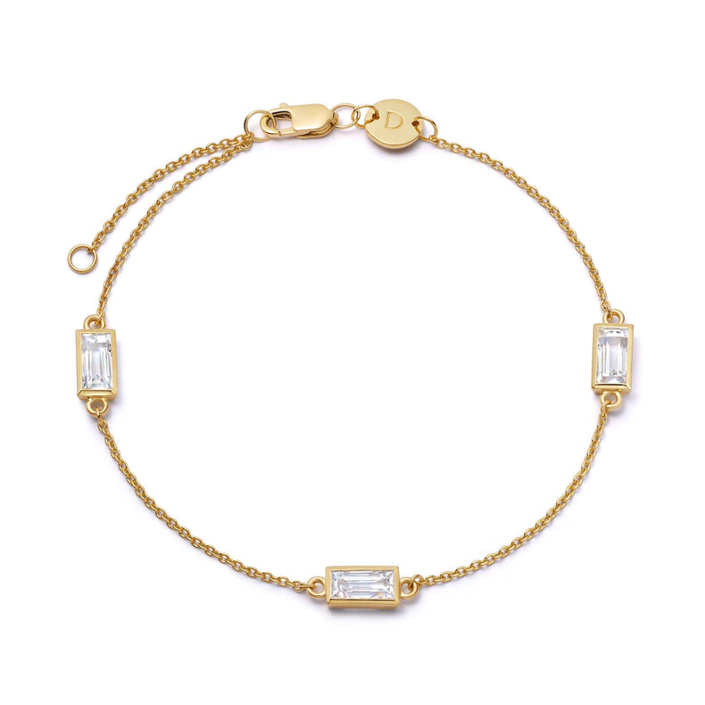 Estée Lalonde Fine Baguette Sapphire Station Bracelet 14ct Solid Gold